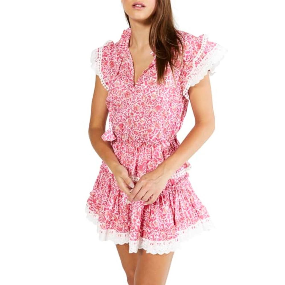 MISA Los Angeles Lilian Dress Large Pink Floral Knee Length Party Dress